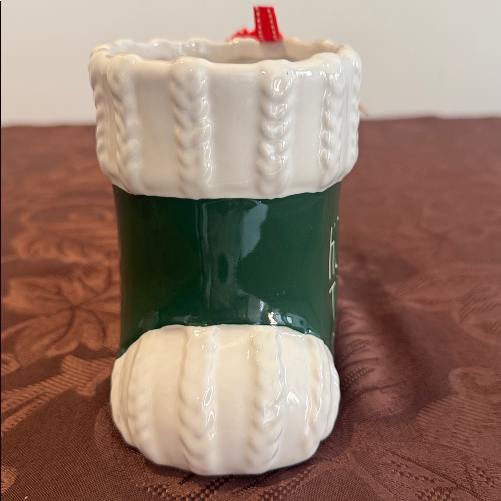 🎄Rae Dunn Holly Jolly Green and White Stocking Mug - Picture 5 of 9